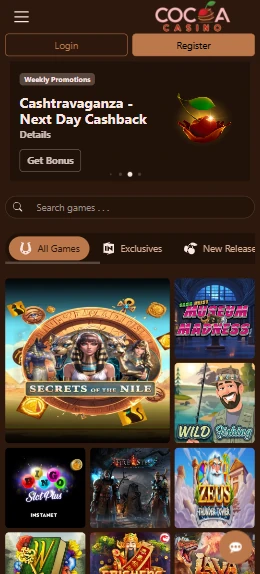 Cocoa mobile site open in a smartphone browser